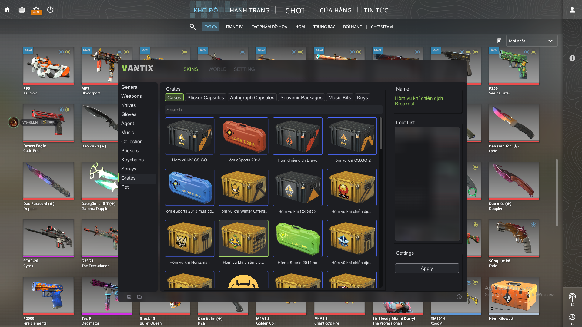 Giao diện VN-KEEN.SKIN: Crates