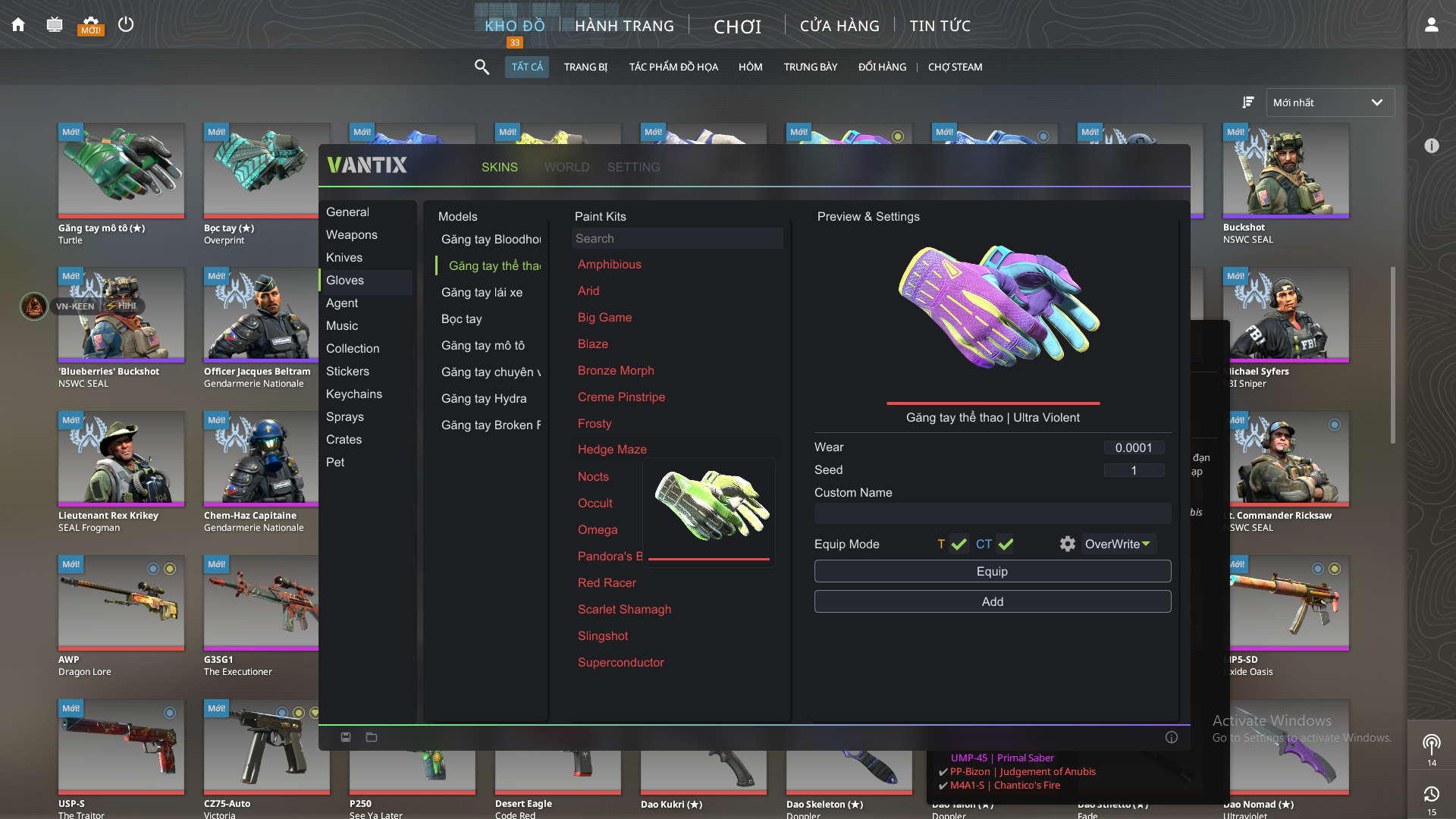 Giao diện VN-KEEN.SKIN: Gloves