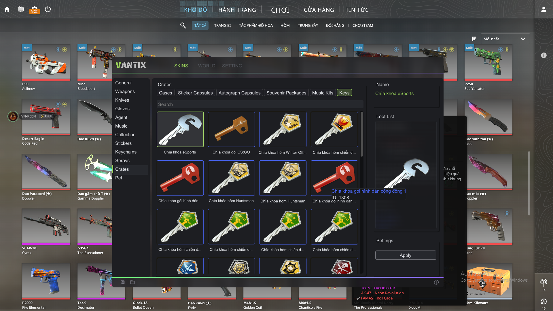 Giao diện VN-KEEN.SKIN: Keys