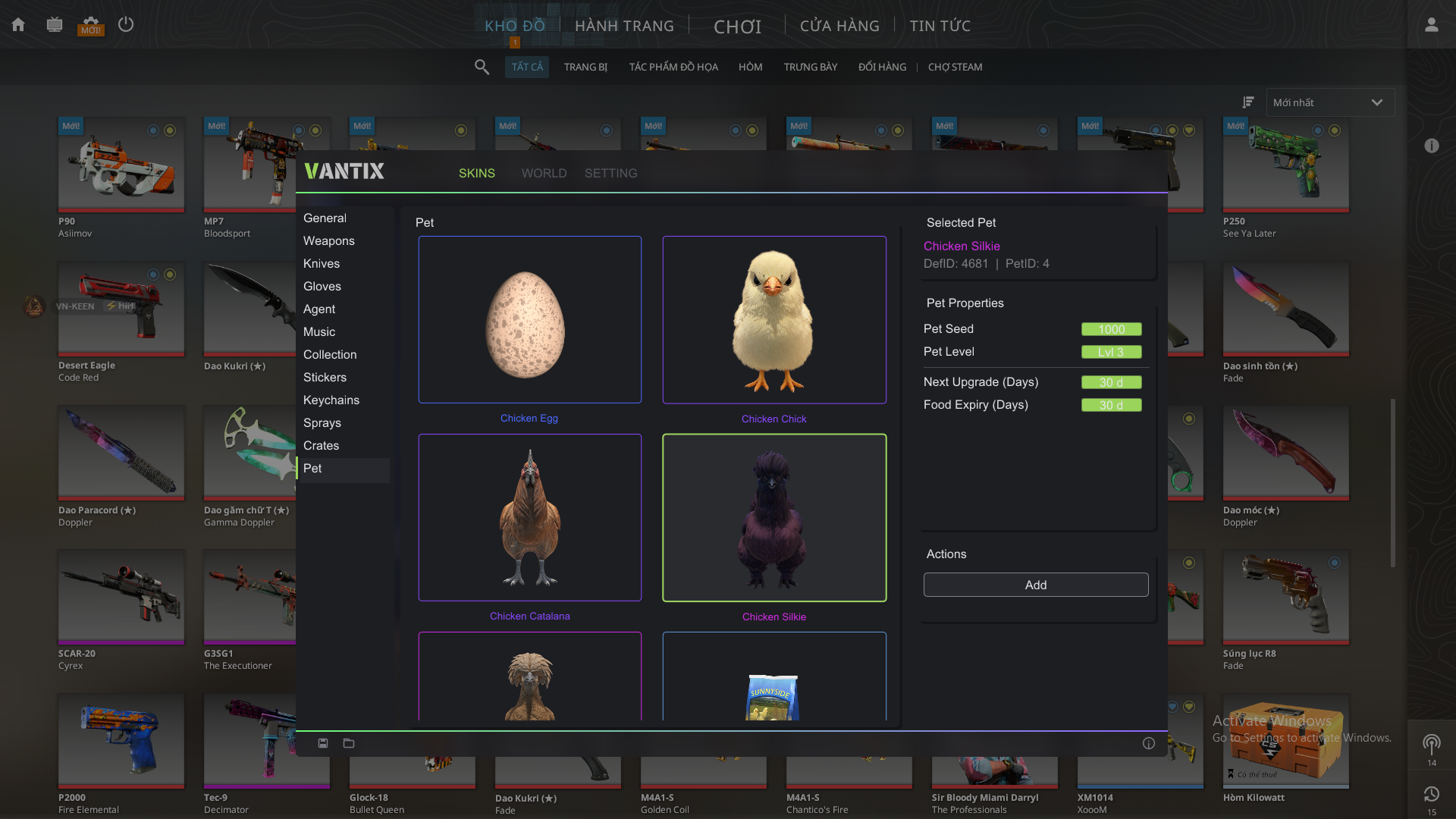 Giao diện VN-KEEN.SKIN: Pet
