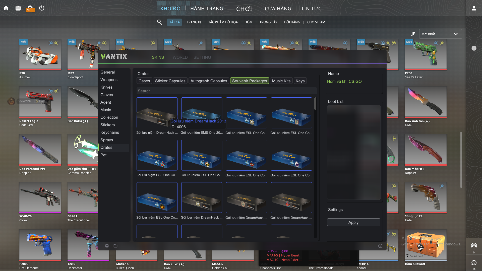 Giao diện VN-KEEN.SKIN: Souvenir Packages