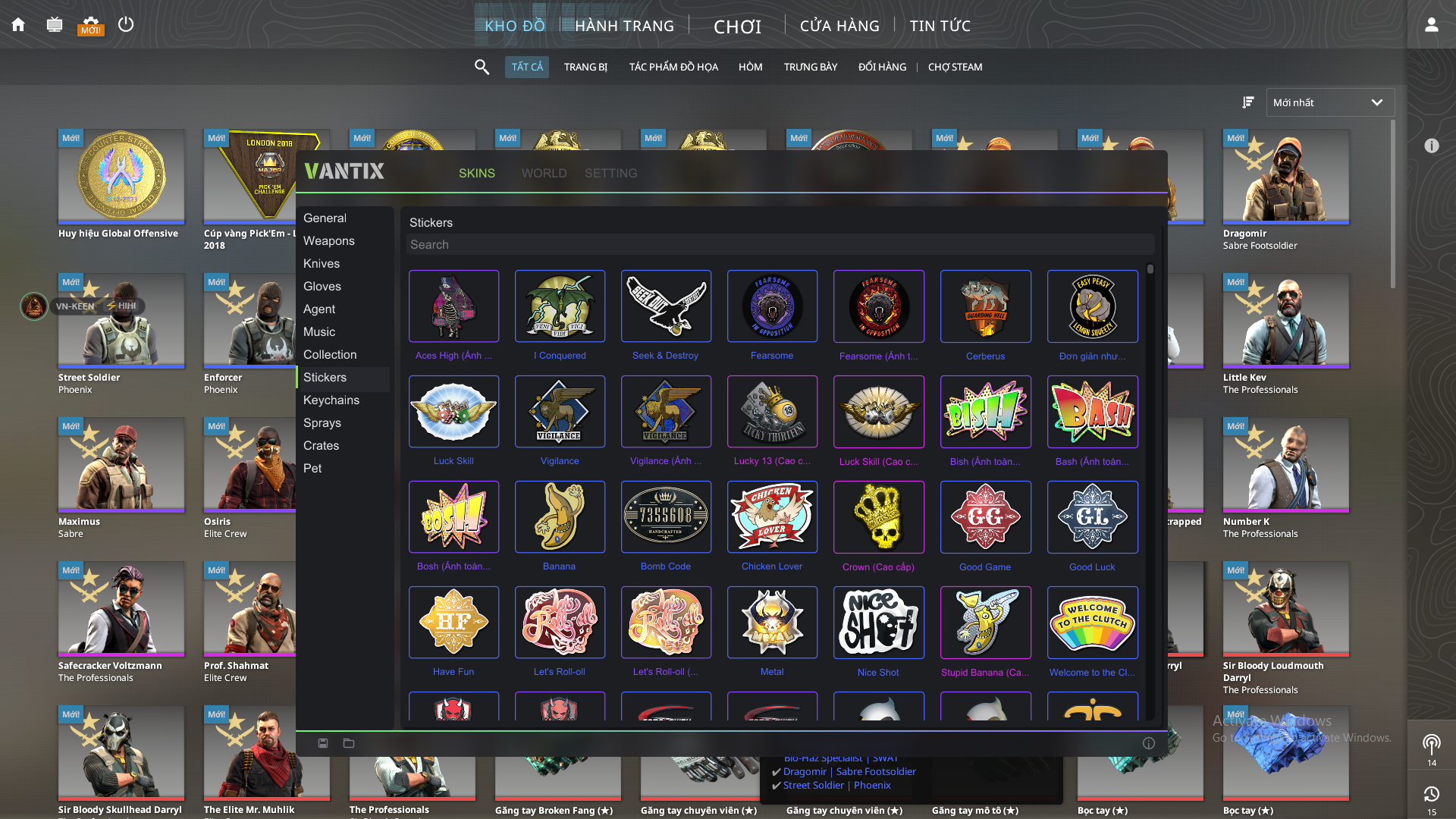 Giao diện VN-KEEN.SKIN: Stickers
